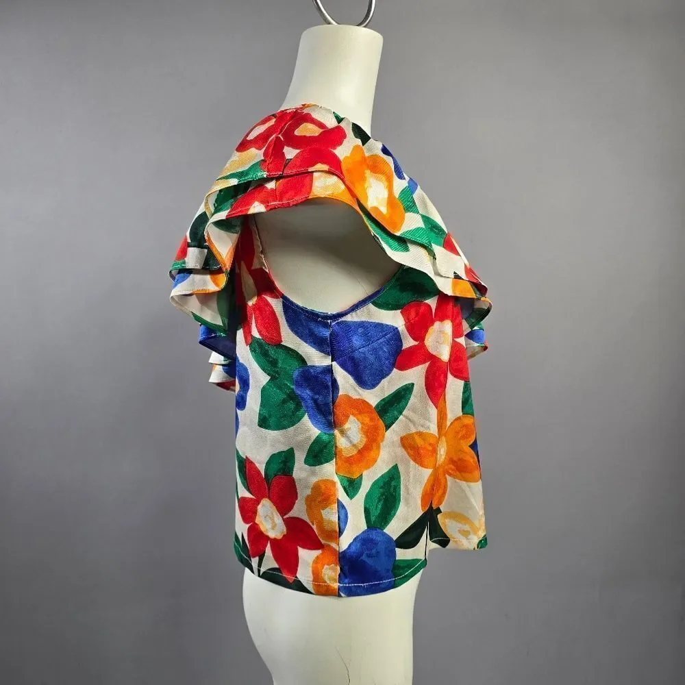 Chapter Multicolor Floral Ruffle Blouse R15 - Picture 2 of 4